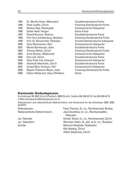 Staatskalender des Kantons Zürich 2009/2010 - Ombudsmann des ...