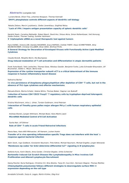 Abstracts (complete list) - Wissenschaft Online