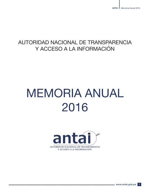 memoria anual 2016 Antai
