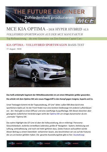 EXE3 KIA Optima – VOLLHYBRID Sportswagon +cupon Vertrieb