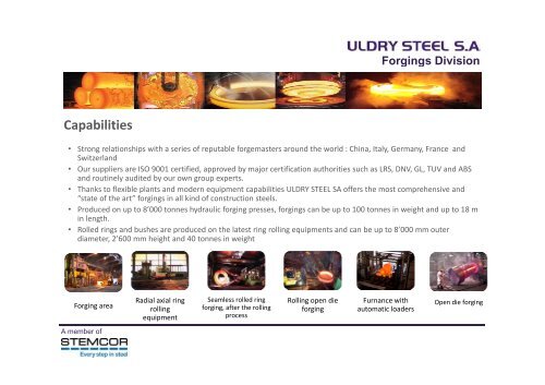 Forgings Division Core products & Markets: Oil&Gas - Stemcor