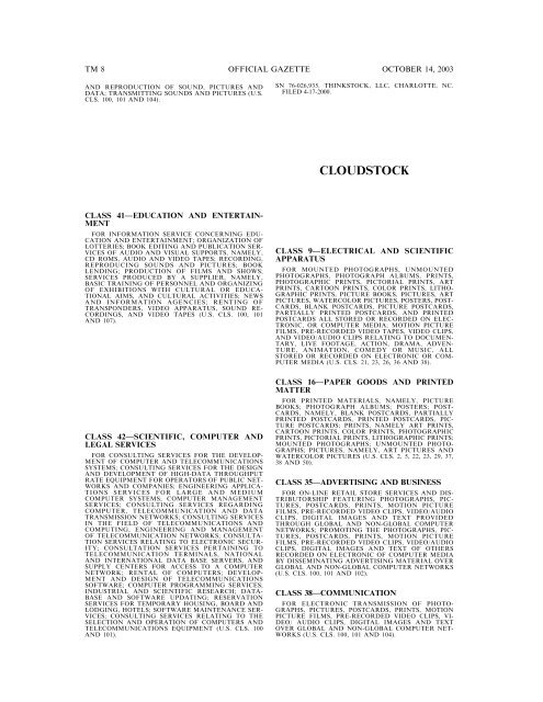 14 October 2003 - U.S. Patent and Trademark Office