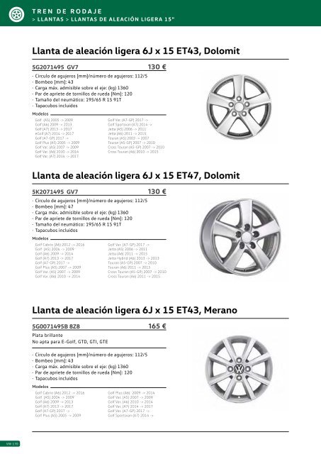 Catalogo General Accesorios VW 2017