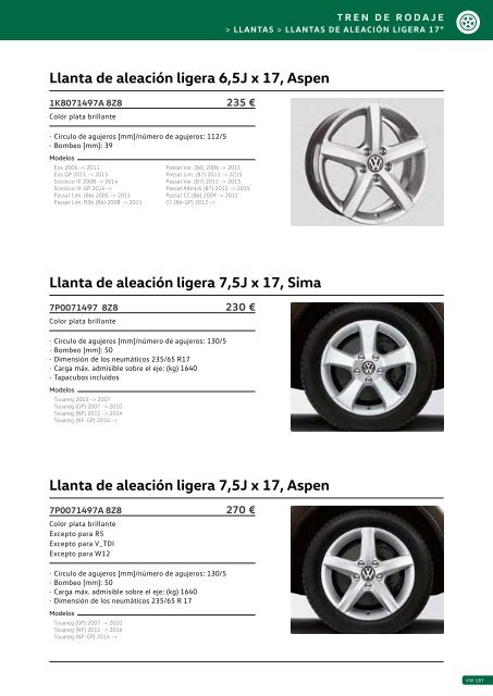 Catalogo General Accesorios VW 2017