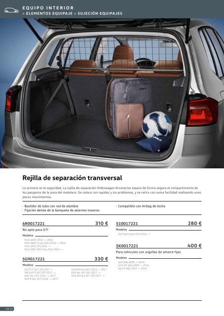 Catalogo General Accesorios VW 2017