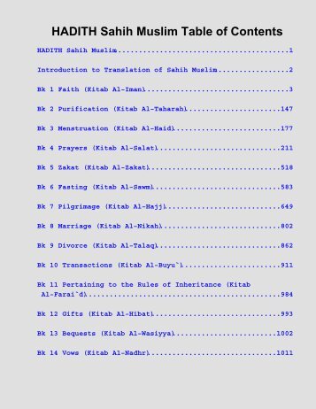 HADITH Sahih Muslim - The Islamic Bulletin