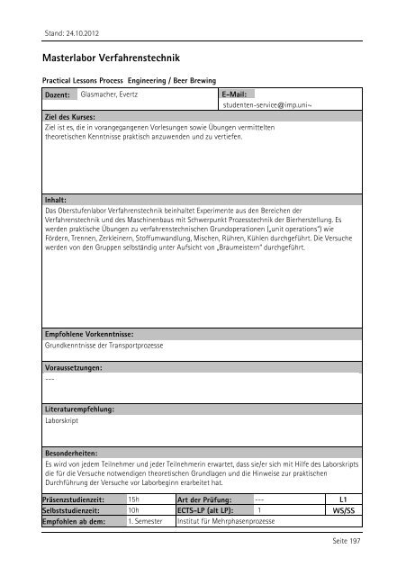 Allgemeiner Kurskatalog WiSe 2012/13 - Fakultät für Maschinenbau ...