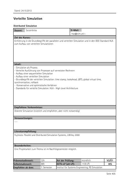 Allgemeiner Kurskatalog WiSe 2012/13 - Fakultät für Maschinenbau ...