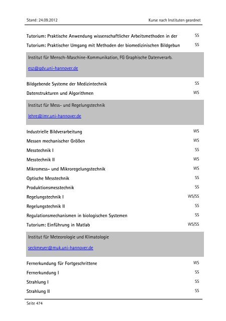 Allgemeiner Kurskatalog WiSe 2012/13 - Fakultät für Maschinenbau ...