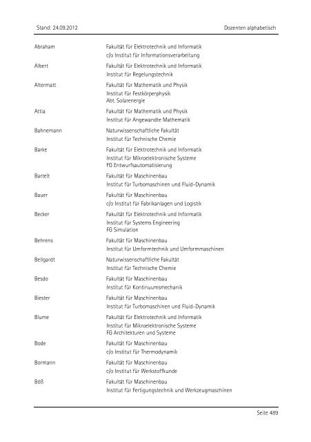 Allgemeiner Kurskatalog WiSe 2012/13 - Fakultät für Maschinenbau ...