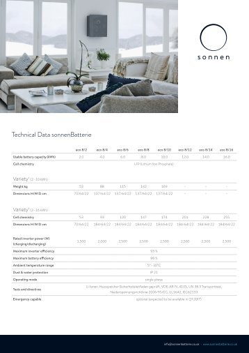 sonnen Eco 8.2 1Ph Datasheet