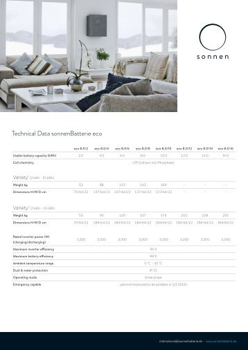 sonnen Eco 8.2 3Ph Datasheet