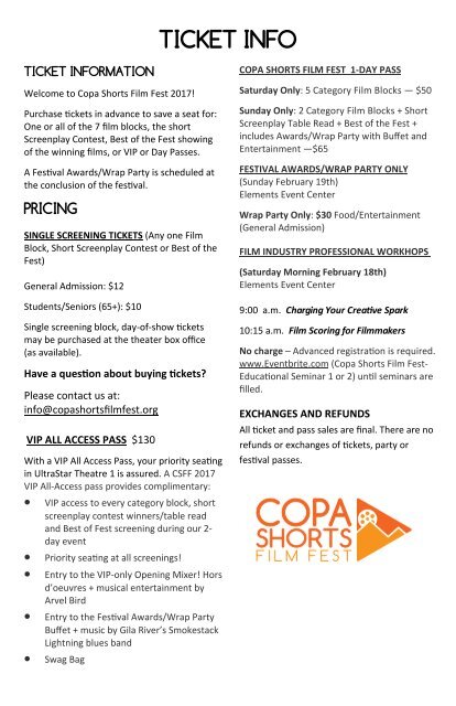 COPA SHORTS FILM FEST 2017