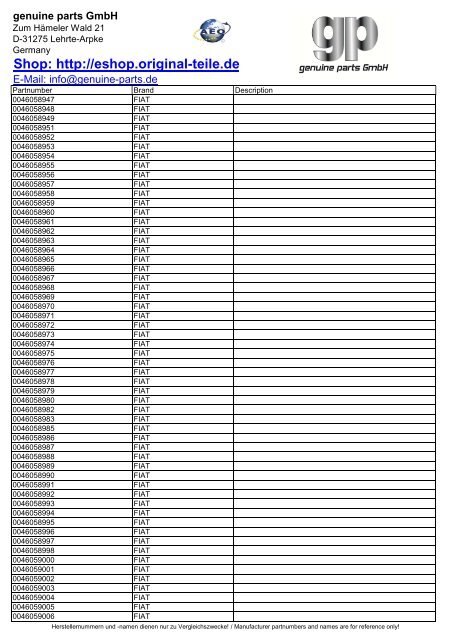 Download-PDF - Original Ersatzteile - genuine spare parts