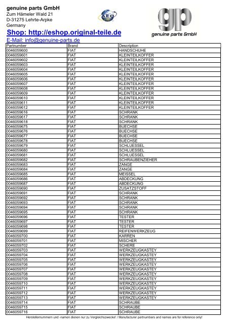 Download-PDF - Original Ersatzteile - genuine spare parts