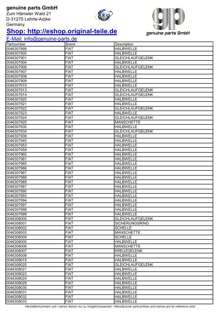 Download-PDF - Original Ersatzteile - genuine spare parts