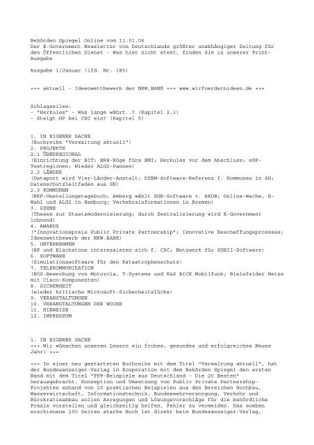 Behorden Spiegel Online Vom 11 01 06 Der E Government