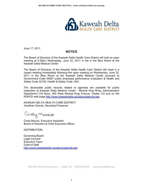 Hospice Preprinted Order Set - Kaweah Delta Health Care District