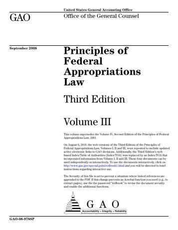 GAO-08-978SP, PRINCIPLES OF FEDERAL APPROPRIATIONS ...