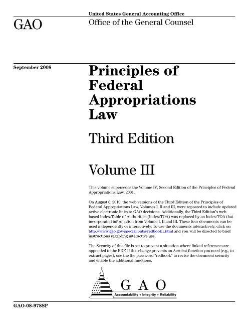 GAO-08-978SP, PRINCIPLES OF FEDERAL APPROPRIATIONS ...