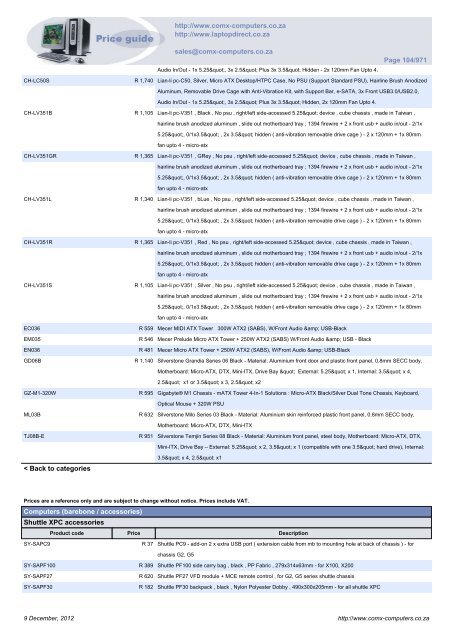 ComX Computers price list