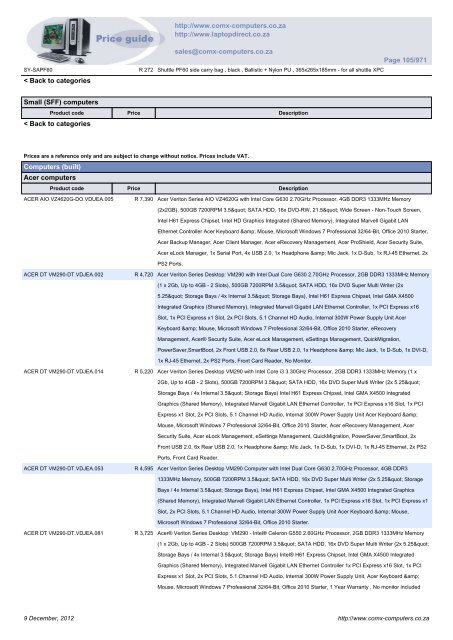 ComX Computers price list