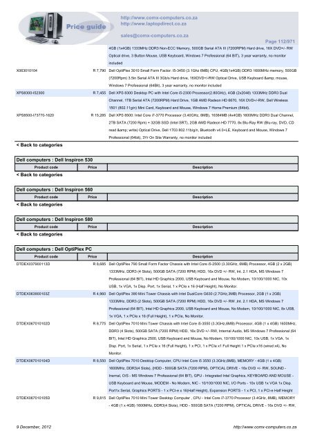 ComX Computers price list