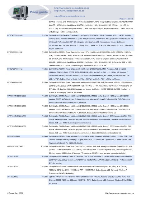 ComX Computers price list