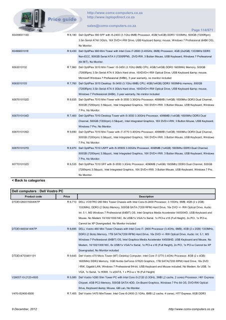 ComX Computers price list