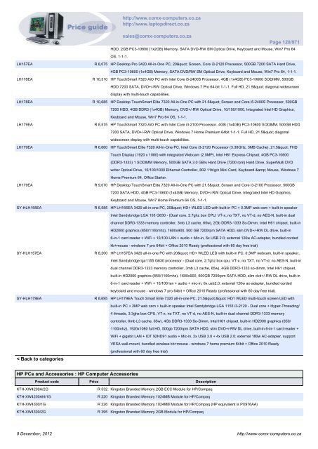 ComX Computers price list