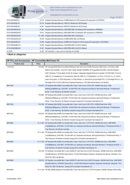 ComX Computers price list