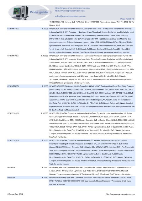 ComX Computers price list