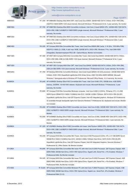 ComX Computers price list