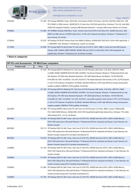 ComX Computers price list