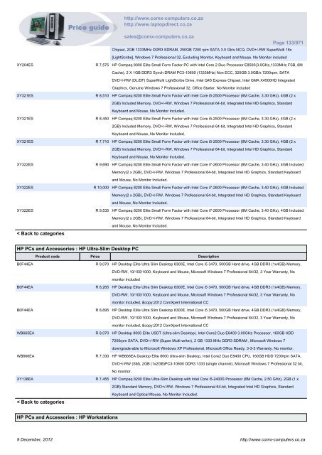 ComX Computers price list