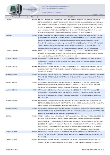 ComX Computers price list