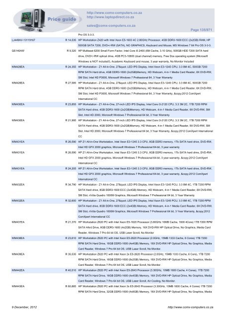 ComX Computers price list