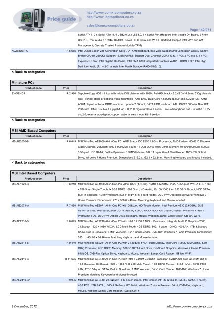 ComX Computers price list