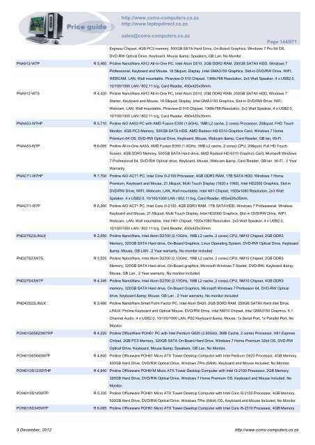 ComX Computers price list