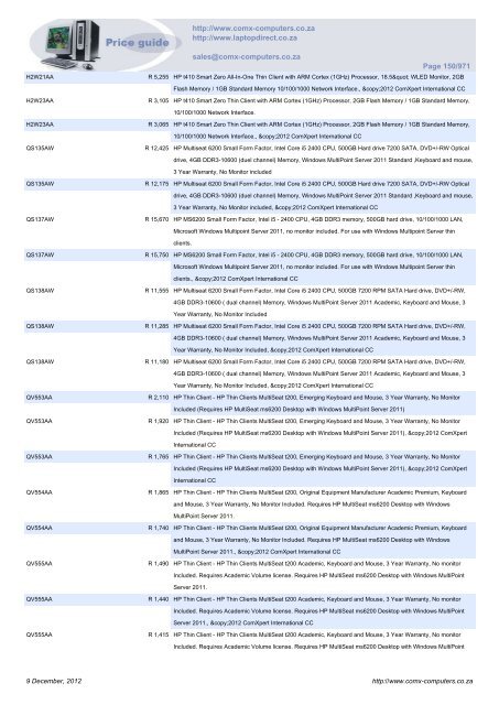 ComX Computers price list