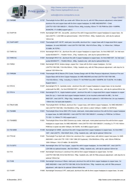 ComX Computers price list