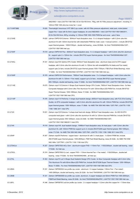 ComX Computers price list