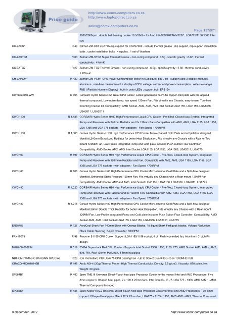 ComX Computers price list