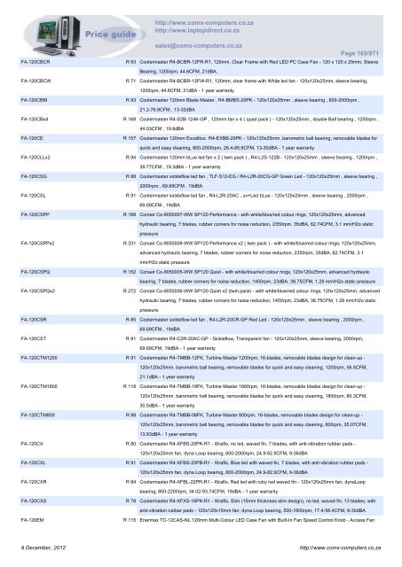 ComX Computers price list