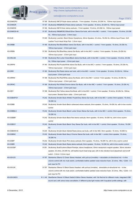 ComX Computers price list