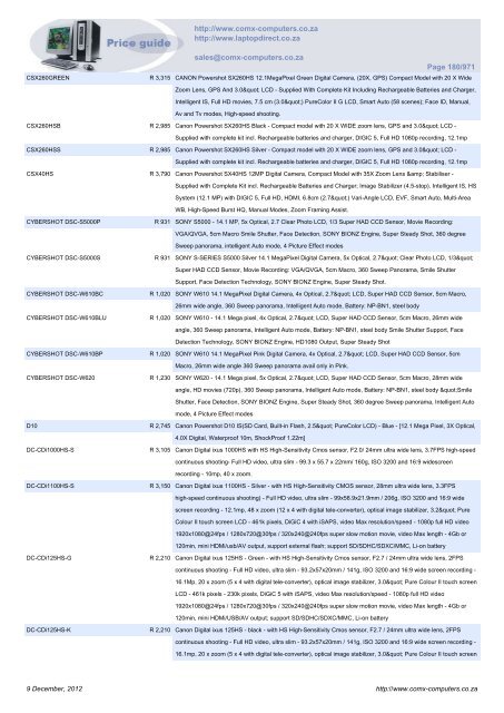 ComX Computers price list