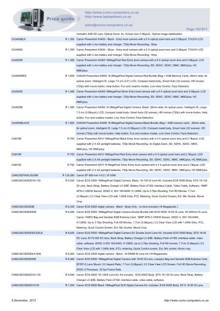 ComX Computers price list