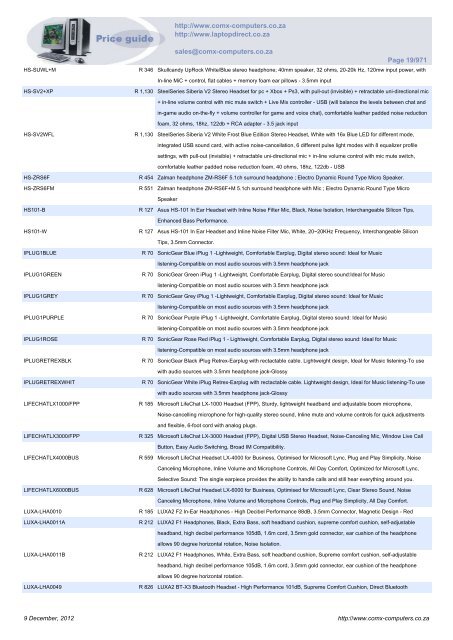 ComX Computers price list