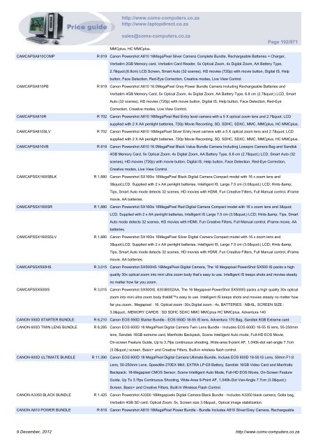 ComX Computers price list