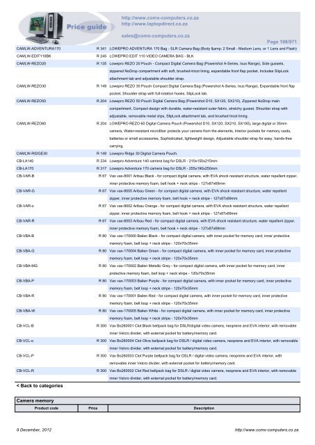 ComX Computers price list